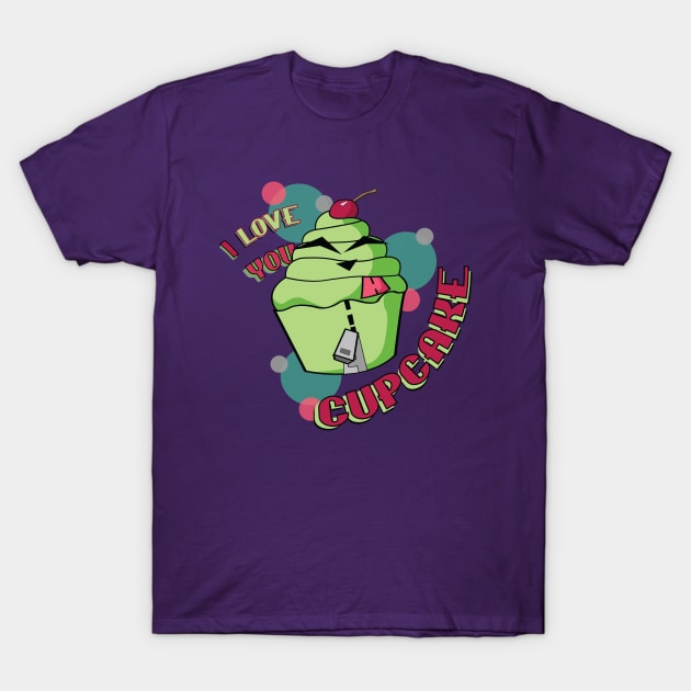 GIR Loves Cupcakes T-Shirt by KitsuneIllustrations